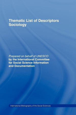 Thematic List Of Descriptors  Sociology