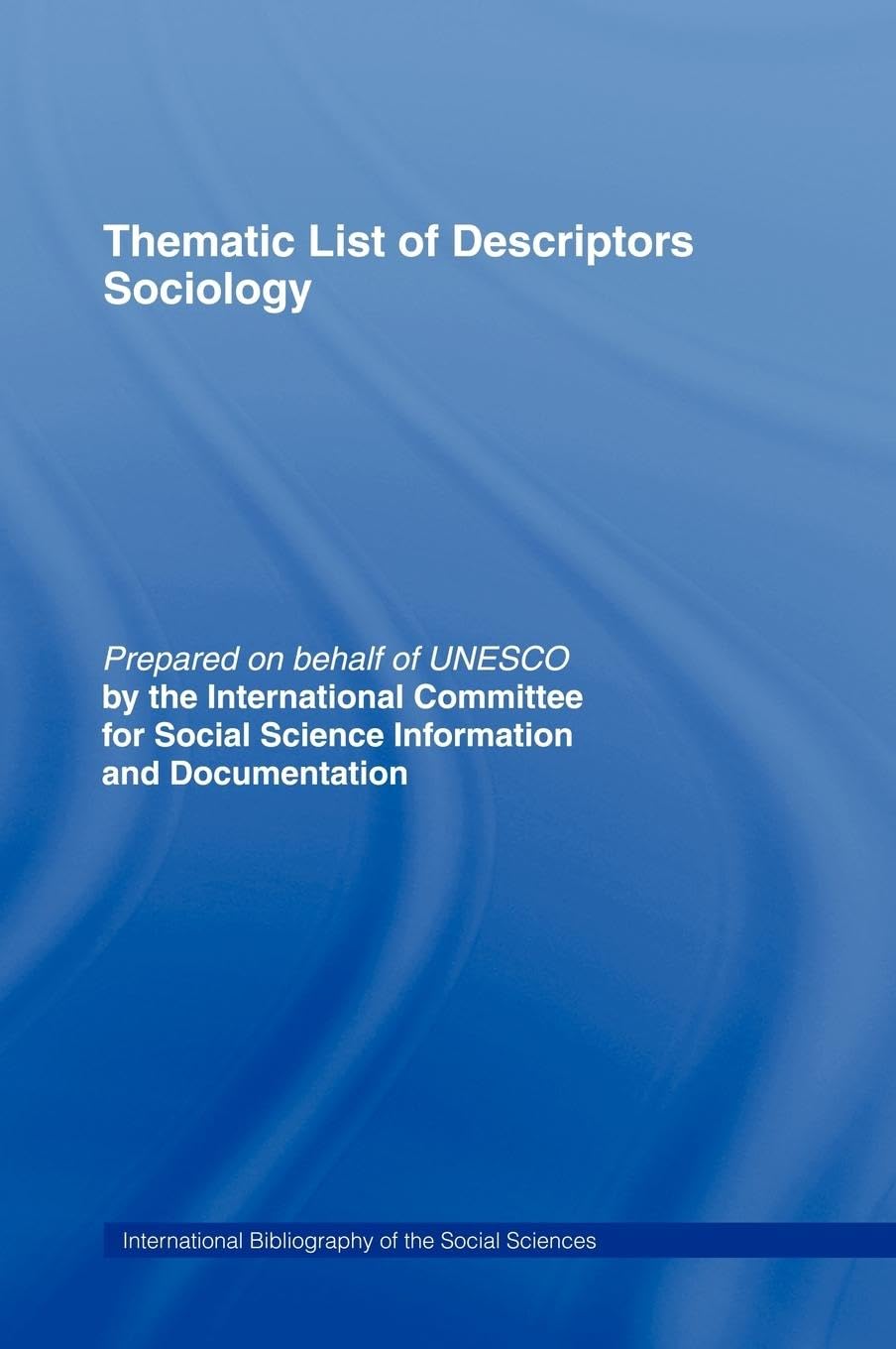 Thematic List Of Descriptors  Sociology
