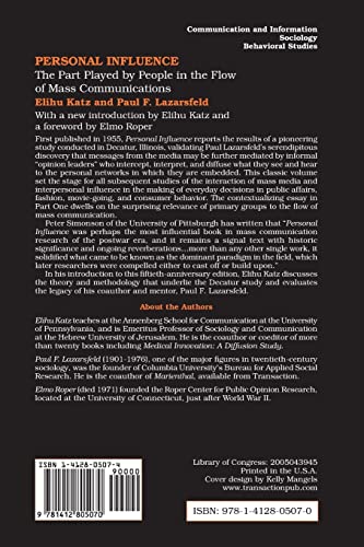 Personal Influence: The Part Played by People in the Flow of Mass Communications,New