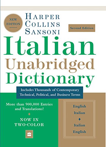 HarperCollins Sansoni Italian Unabridged Dictionary, Second Edition,Used