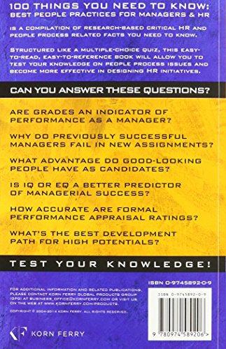 100 Things You Need to Know: Best People Practices for Managers & HR (Volume 1),New