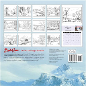 Bob Ross 2025 Coloring Wall Calendar,Used