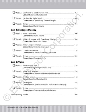 Evanmoor Daily 6Trait Writing, Grade 1, Homeschool And Classroom Resource Workbook, Reproducible Worksheets, Teaching Edition,