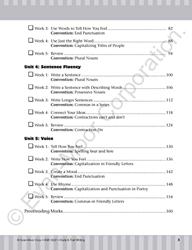 Evanmoor Daily 6Trait Writing, Grade 1, Homeschool And Classroom Resource Workbook, Reproducible Worksheets, Teaching Edition,