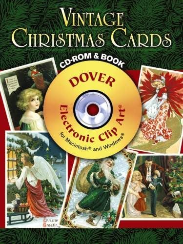 Vintage Christmas Cards Cdrom And Book (Dover Electronic Clip Art),Used