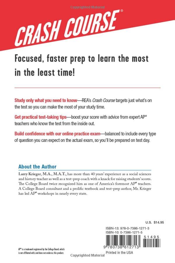AP Psychology Crash Course, Book + Online: Get a Higher Score in Less Time (Advanced Placement (AP) Crash Course),New