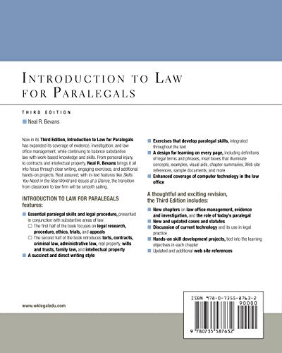 Introduction to Law for Paralegals (Aspen College Series),Used