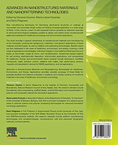 Advances in Nanostructured Materials and Nanopatterning Technologies: Applications for Healthcare, Environmental and Energy (Mic,Used