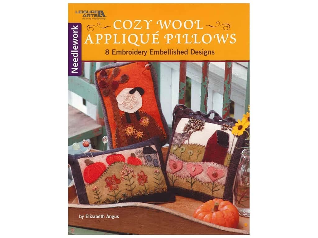 Cozy Wool Appliqu Pillows8 Embroidery Embellished Designs,Used