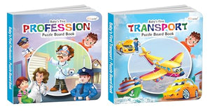 BabyS First Profession And Transport Puzzle Board Book : Kids Educational Book, Fun Toddler Board Book, Kids Puzzle Board Book, Self-Correcting Puzzle Book | Pack Of 2 Puzzle Board Books
