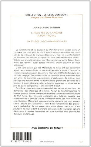 L'analyse du langage  PortRoyal. Six tudes logicogrammaticales,Used