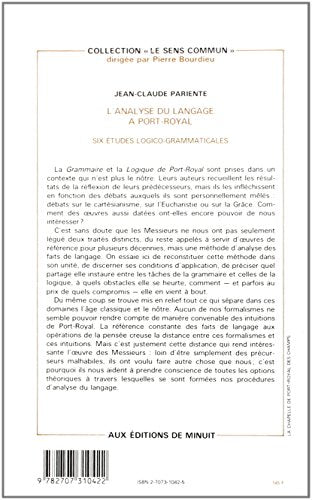 L'analyse du langage  PortRoyal. Six tudes logicogrammaticales,Used
