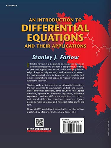 An Introduction to Differential Equations and Their Applications (Dover Books on Mathematics),Used