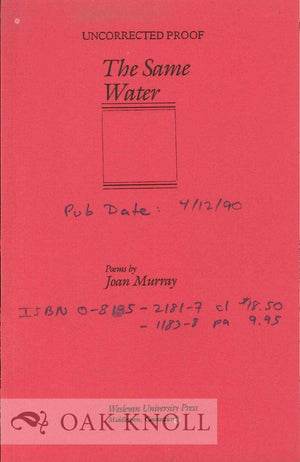 The Same Water: Poems (Wesleyan New Poets),Used