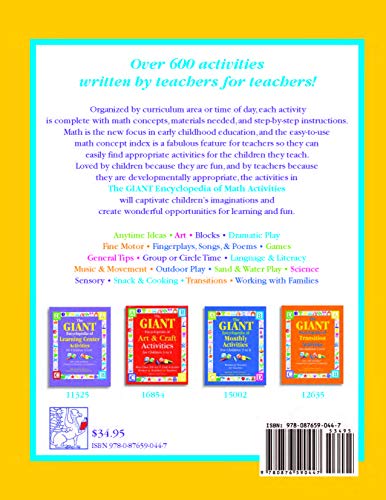 The Giant Encyclopedia Of Math Activities For Children Age 3 To 6: Over 600 Activities Created By Teachers For Teachers,New
