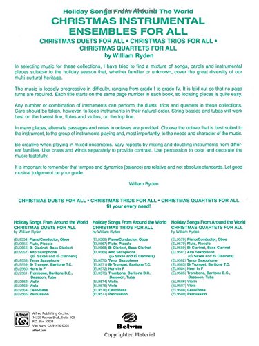 Christmas Quartets For All: Trombone, Baritone B.C., Bassoon, Tuba (Holiday Songs From Around The World) (For All Series)-new