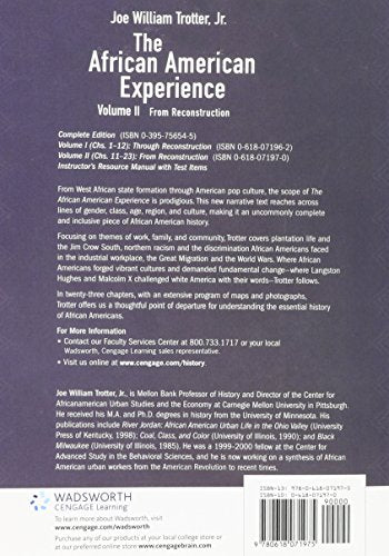 The African American Experience, Volume Ii: From Reconstruction,Used
