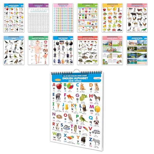 Lkg Class Picture Chart : Chart For Children, All In One Essential Chart, Gift For Kids My First All In One Spiral Chart English-Hindi With 24 Topics, Gift For Birthday