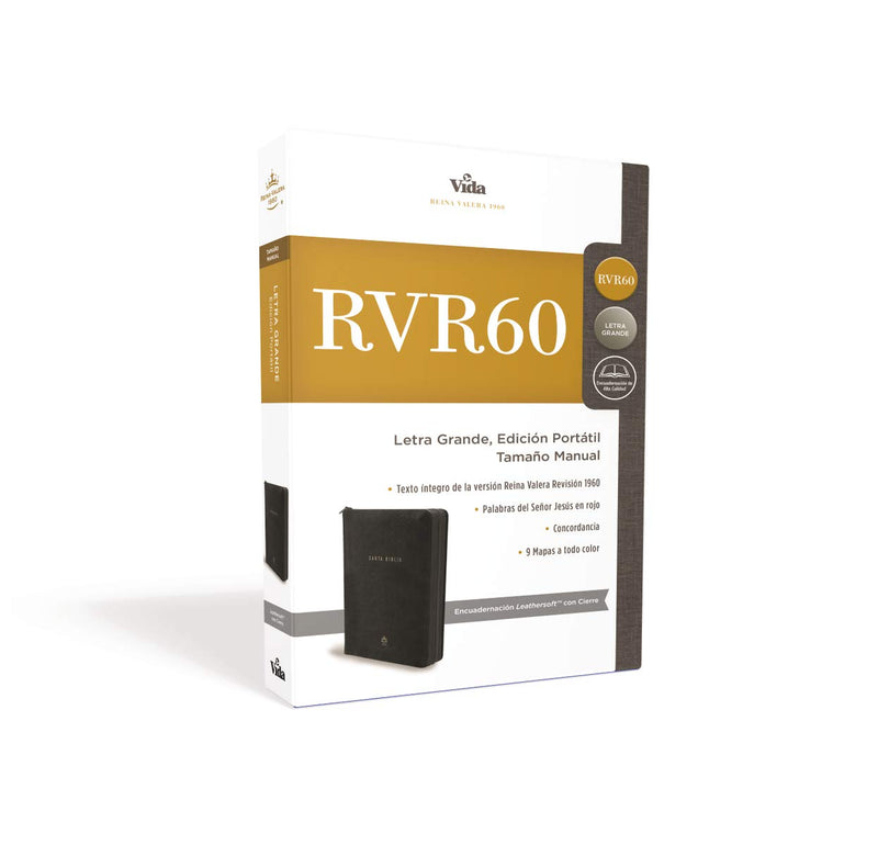 RVR60, Santa Biblia, Letra grande, Edicin porttil, Leathersoft, Negro, Palabras de Jess en Rojo, con cierre (Spanish Edition),Used