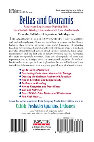 Bettas and Gouramis: Understanding Siamese Fighting Fish, Paradisefish, Kissing Gouramis, and Other Anabantoids (Fish Keeping Ma,Used