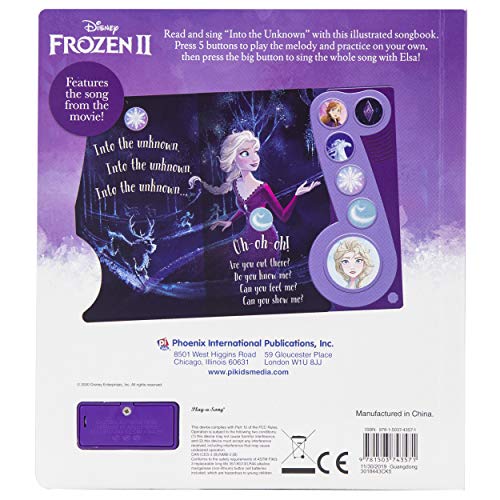 Disney Frozen 2 Elsa, Anna, Olaf, And More!  Into The Unknown Little Music Note Sound Book  Pi Kids (Playasong),Used