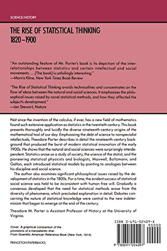 The Rise Of Statistical Thinking, 18201900,Used