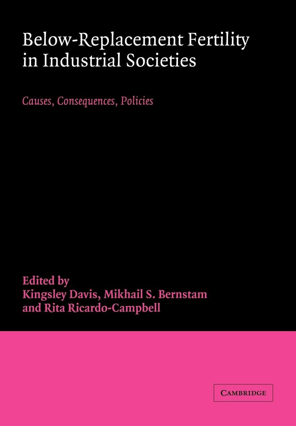BelowReplacement Fertility in Industrial Societies: Causes, Consequences, Policies,New