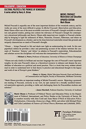 Michel Foucault: Materialism and Education (Cultural Politics and the Promise of Democracy) (Cultural Politics & the Promise of ,Used
