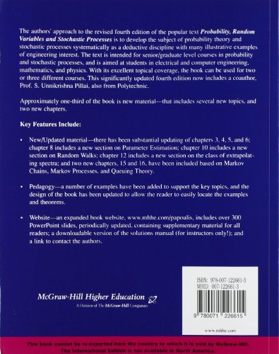 Probability, Random Variables and Stochastic Processes with Errata Sheet (Int'l Ed),Used