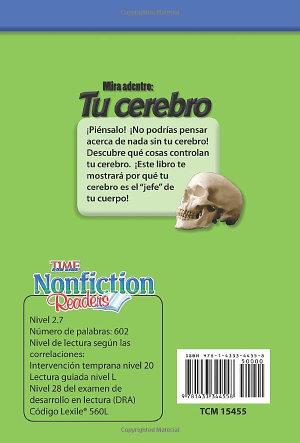 Teacher Created Materials  TIME For Kids Informational Text: Mira adentro: Tu cerebro (Look Inside: Your Brain)  Grade 2  Gui,Used