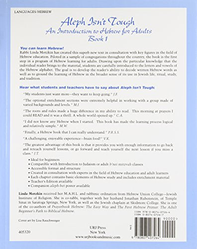 Aleph Isn'T Tough: An Introduction To Hebrew For Adults,New