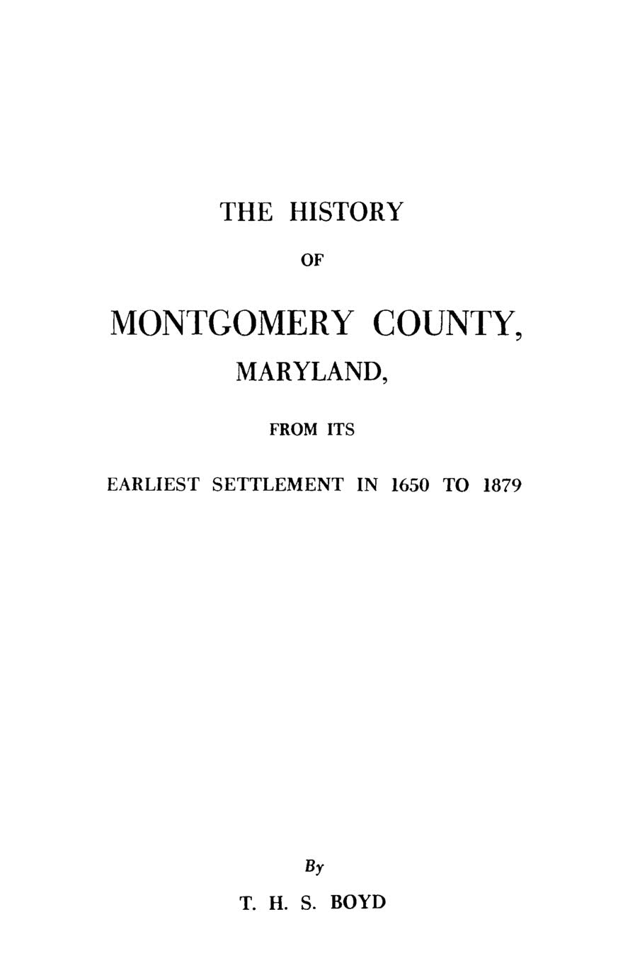 History Of Montgomery County, Maryland,New