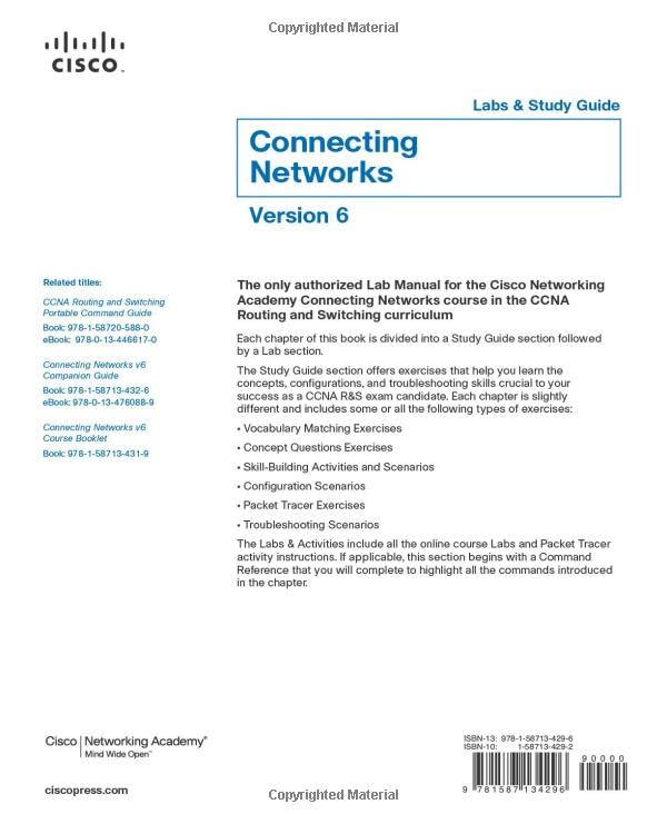 Connecting Networks V6 Labs & Study Guide (Lab Companion),Used