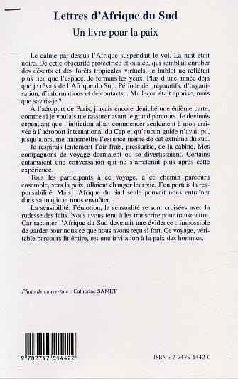 LETTRES D'AFRIQUE DU SUD: Un livre pour la paix,Used