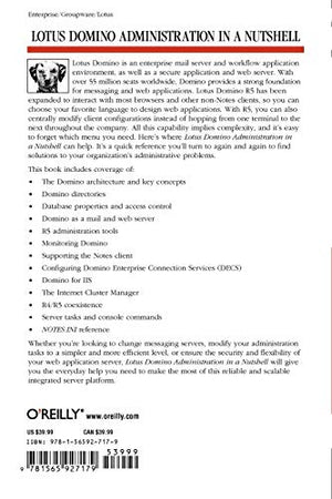 Lotus Domino Administration In A Nutshell: A Desktop Quick Reference (In A Nutshell (O'Reilly)),Used