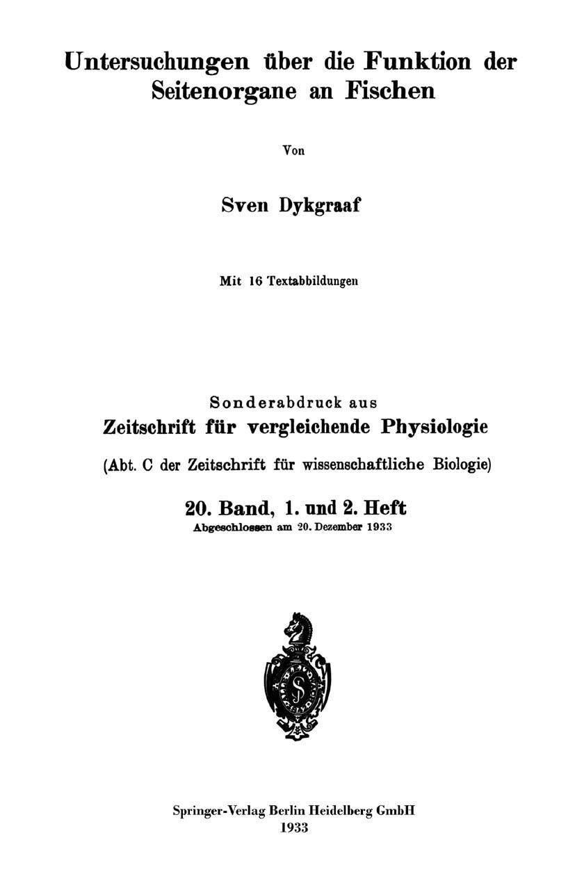 Untersuchungen ber die Funktion der Seitenorgane an Fischen (German Edition),Used