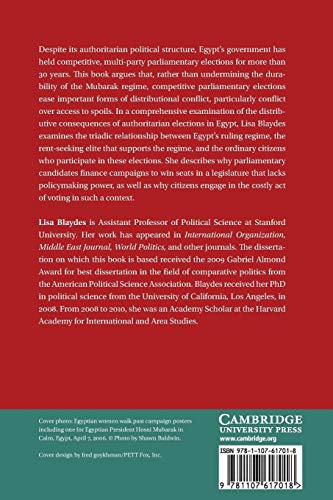 Elections and Distributive Politics in Mubaraks Egypt,Used