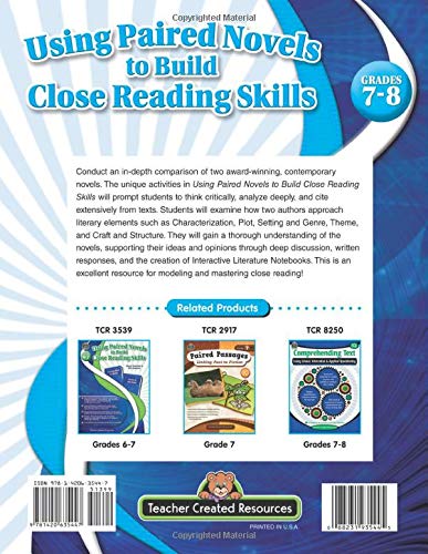 Using Paired Novels to Build Close Reading Skills Grades 78,Used