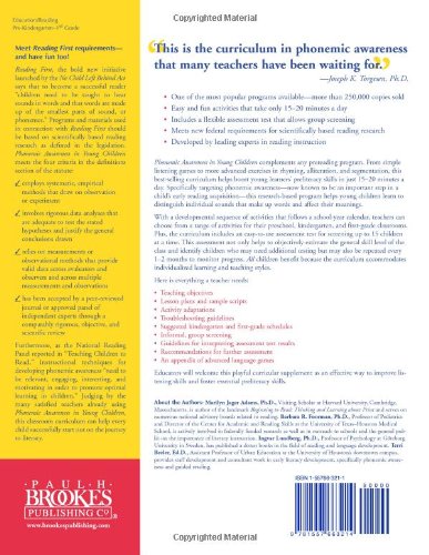 Phonemic Awareness in Young Children: A Classroom Curriculum,Used