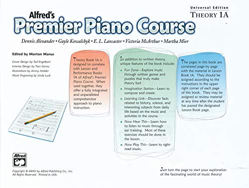 Premier Piano Course Theory, Bk 1A: Universal Edition (Premier Piano Course, Bk 1A),New