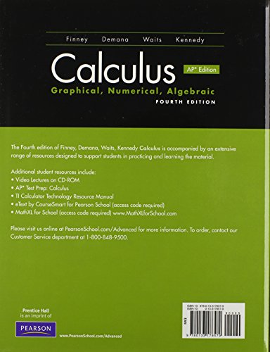 Calculus: Graphical, Numerical, Algebraic,Used