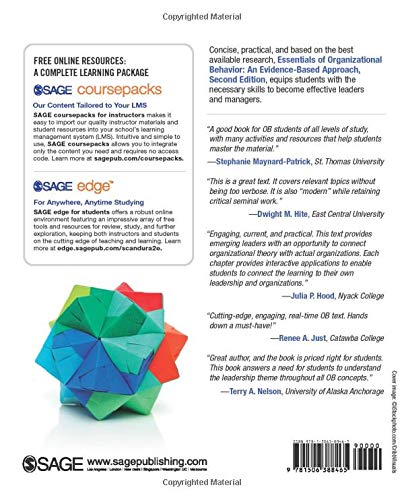 Essentials Of Organizational Behavior: An Evidencebased Approach