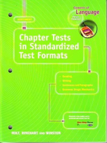 Elements of Language: Chapter Tests in Standardized Test Formats, First Course,Used