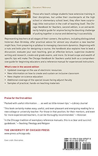 The Chicago Handbook for Teachers, Second Edition: A Practical Guide to the College Classroom (Chicago Guides to Academic Life),Used