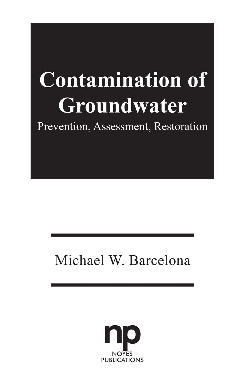 Contamination Of Ground Water: Prevention, Assessment, Restoration (Pollution Technology Review No. 184),Used