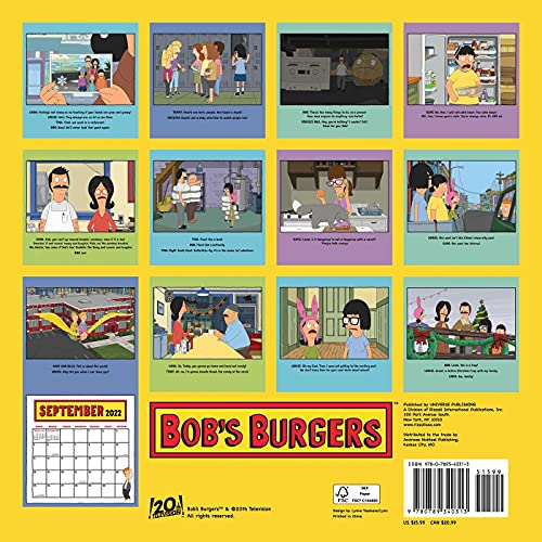 Bob's Burgers 2022 Wall Calendar,New