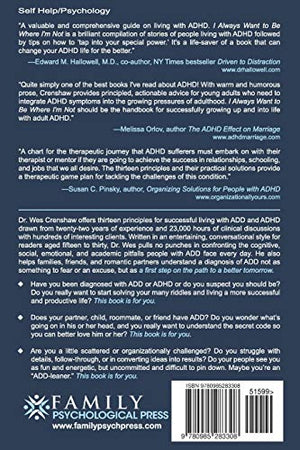 I Always Want to Be Where I'm Not: Successful Living with ADD and ADHD,Used