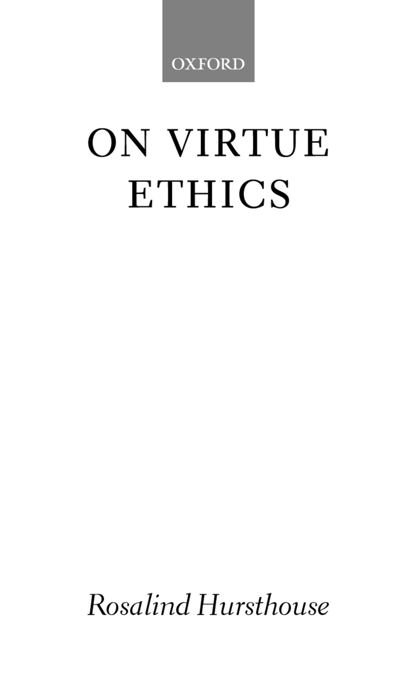On Virtue Ethics