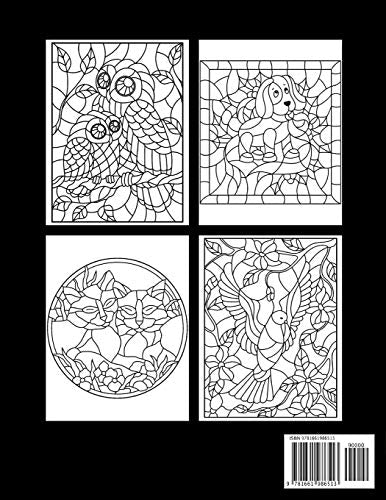 Translucent Stained Glass Coloring Book: Adorable Animals Adults Coloring Book Stress Relieving Designs Patterns,Used