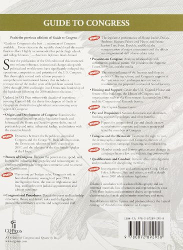 Guide to Congress (Congressional Quarterly's Guide to Congress) Two Volume Set,Used